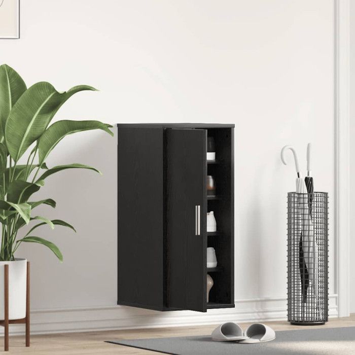 Armoire à chaussures - Chêne noir - 32x35x70 cm - 5 étagères - Bois dingénierie - Contemporain