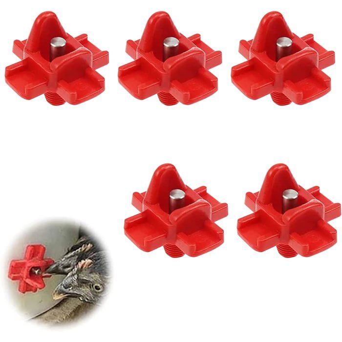 Meilleurs prix pour Abreuvoir automatique poules ttine rouge 5 pcs montage latral horizontal Label