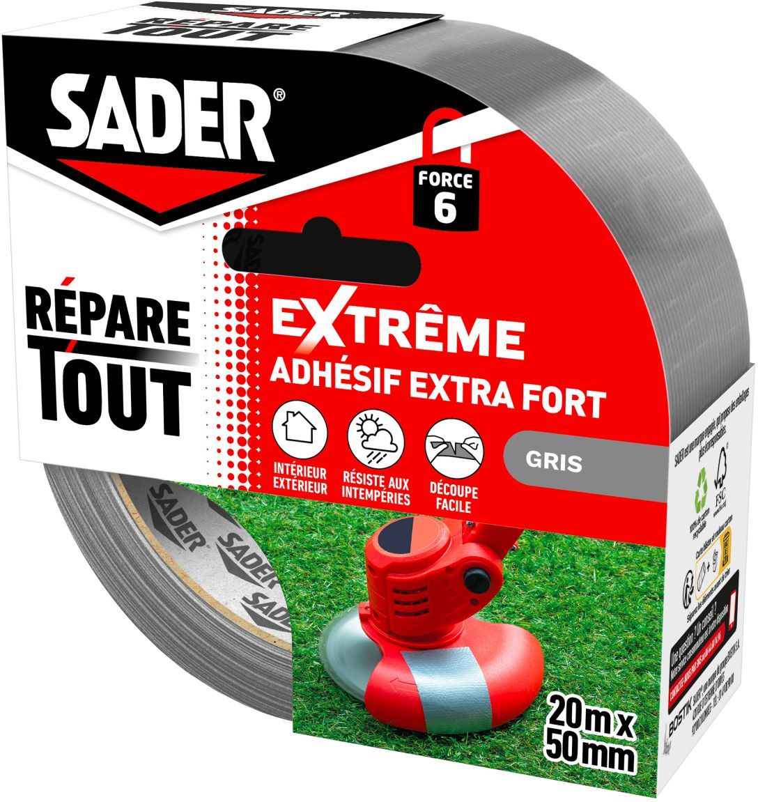 Ruban adhésif extra fort 20 x 50 mm Sader Répare Tout Extrême