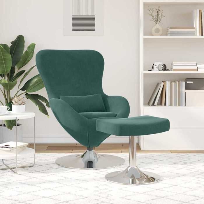 CLARENCE® Fauteuil simple - Chaise-Canapé - pour salon/chambre/bureau - Lot de 2 Vert foncé 63x73x90 cm Velours LV5340