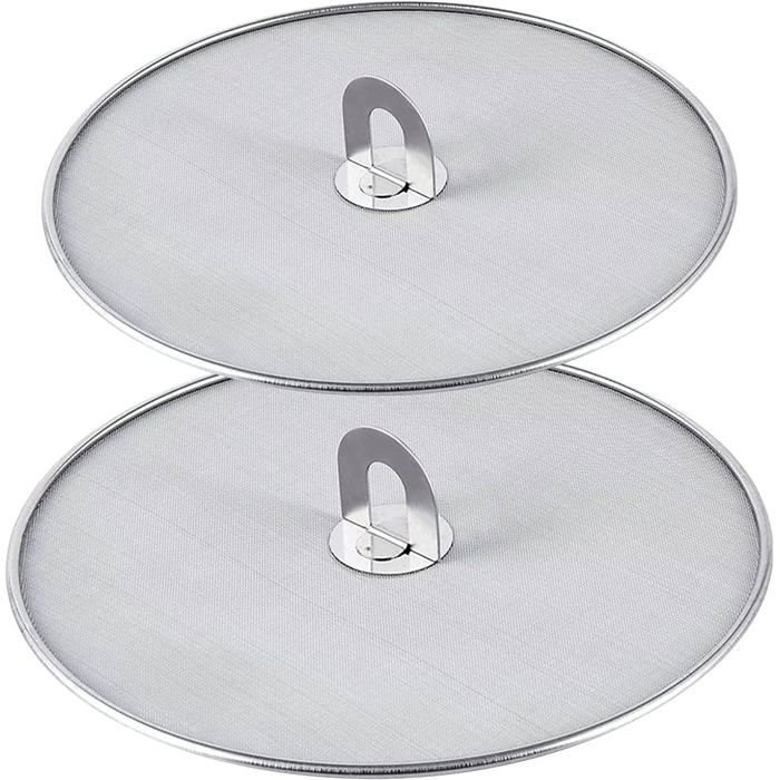 Set 3 Couvercles Anti-éclaboussures Inox 304 - 33, 29 & 25 Cm - Poignée Longue - Pour Poêle, Passoire & Refroidissement - 3
