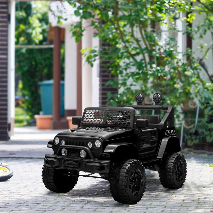 Voiture électrique 4x4 pour enfants 12V avec télécommande phares et klaxon - 3-6 ans - noir