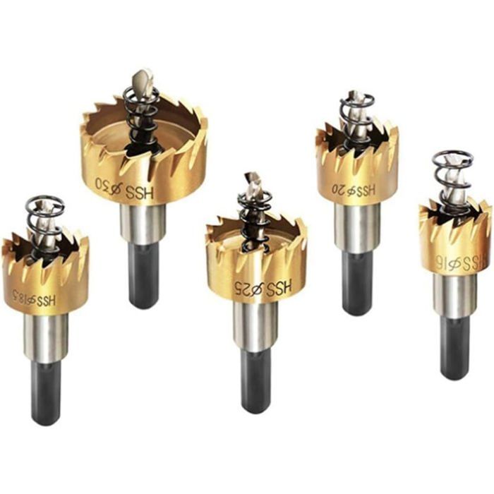 5 Pcs Scie À Cloche HSS Acier Cobalte HSS Scie Cloche en Acier Inoxydable Perçage De Métal pour Outils Électriques De Forage À M