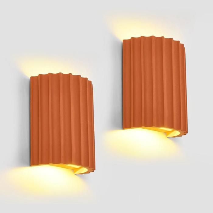 Diday 2x Applique Murale Intérieur LEDModerne Lampe Murale en Résine Éclairage Murale Abat-jour en Colonne RomaineLumière Chaud