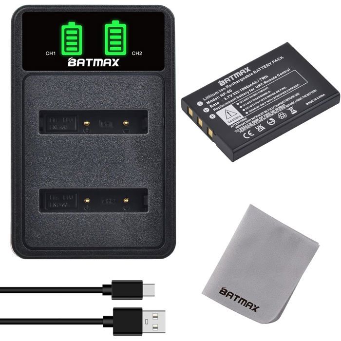 Kit Batterie NP-60 (2 Pezzi) Con Caricatore USB Per Fujifilm F50I, F401, F402, F501, F410, F601