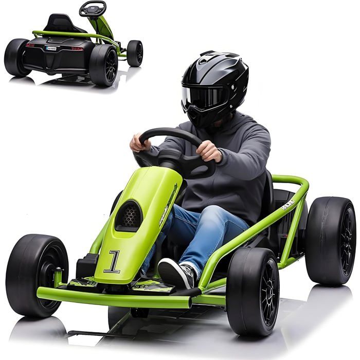 Go Kart - Kart électrique pour Enfants - 8 à 12 ans - Roues EVA - 2 Moteurs de 300 W - Vert Go Kart - Kart électrique pour Enfants - 8 à 12 ans - Roues EVA - 2 Moteurs de 300 W - Vert