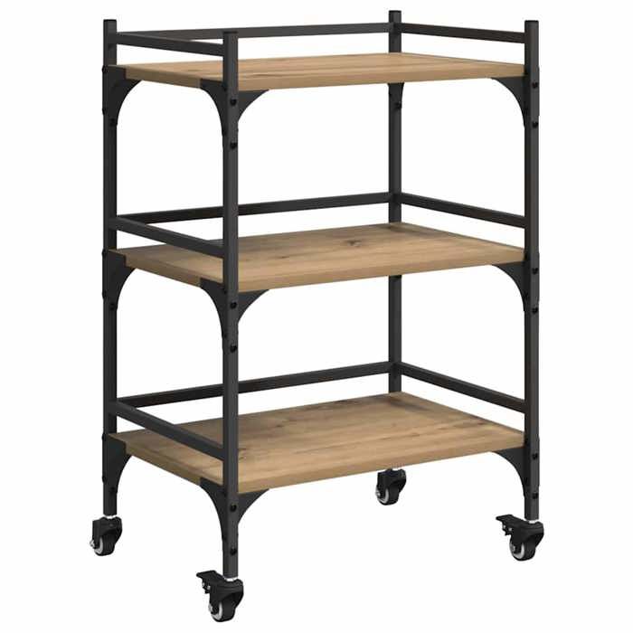 Chariot de cuisine en chêne artisanal - vidaxl - 50x35x755 cm - Roues verrouillables - Bois dingénierie