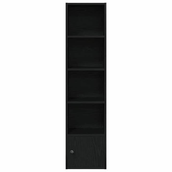 Bibliothèque chêne noir - WIENS - 31x24x127 cm - Bois dingénierie - Noir - Porte flexible - Facile à entretenir