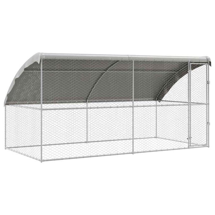 Kennel Pour Chiens vidaXL 2 Pcs – Acier Galvanisé 4 x 2 x 2 m - vue 4