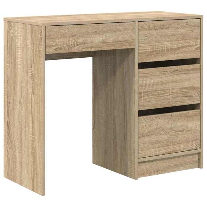 Bureau moderne en bois dingénierie - CLARENCE - Chêne Sonoma - 90x375x75 cm - Avec tiroir - Durable