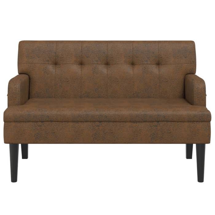[67765]Banc confortable - Banc/Banquette - Fauteuil salon - avec dossier marron 112x655x75 cm similicuir daimPoids:17.4 Kg