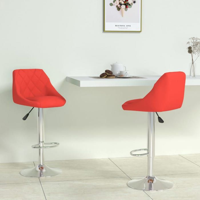 Rouge Tabourets de bar lot de 2 rouge similicuir - Chaise haute de bar H17071