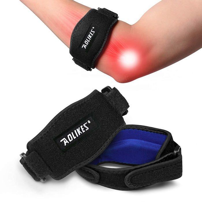 Attelle Coude Tennis et Golf 2 Pièces Ajustable pour Soulagement Douleur Sport Compression Confortable Homme et Femme Noir Bleu