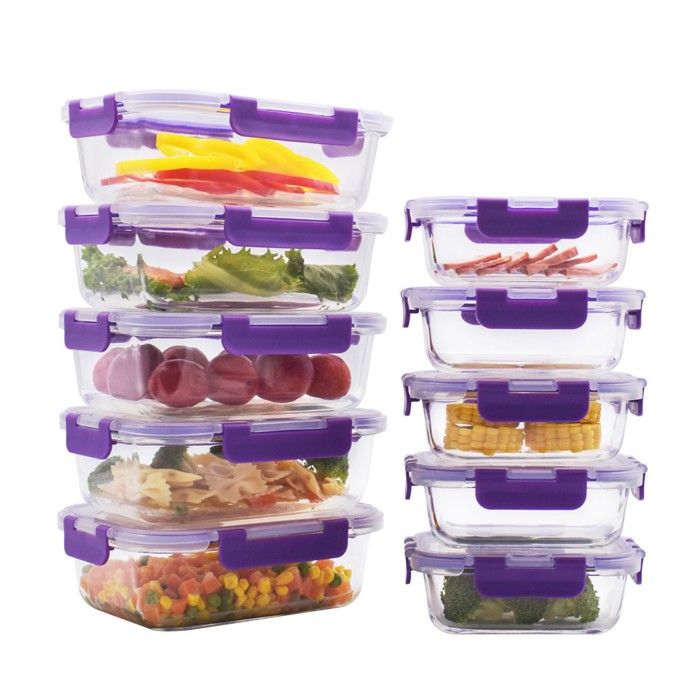 Boîtes en Verre Pour Aliments - 20 Pièces (10 boîtes et 10 couvercles)
