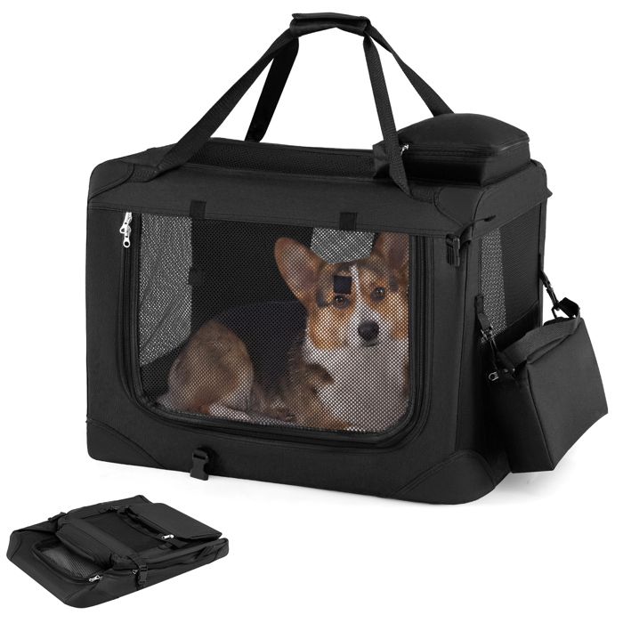 Sac de Transport Pliable COSTWAY pour Animaux Jusquà 11kg 3 Portes Fermeture Zippée Coussin Amovible Poches de Rangement Noir Sac de Transport Pliable COSTWAY pour Animaux Jusquà 11kg 3 Portes Fermeture Zippée Coussin Amovible Poches de Rangement Noir