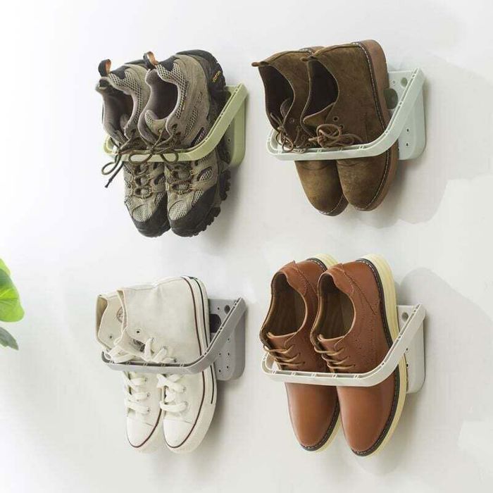 Support de Chaussure Mural Pliable Range-Chaussures Rabattable Etagere Suspendue pour etagère de Rangement pour Chaussures - 4 pcs
