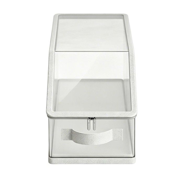 Boîte de rangement pour casquettes de baseball avec compartiments empilables 42 x 22 x 17 cm transparente à fixation latérale.