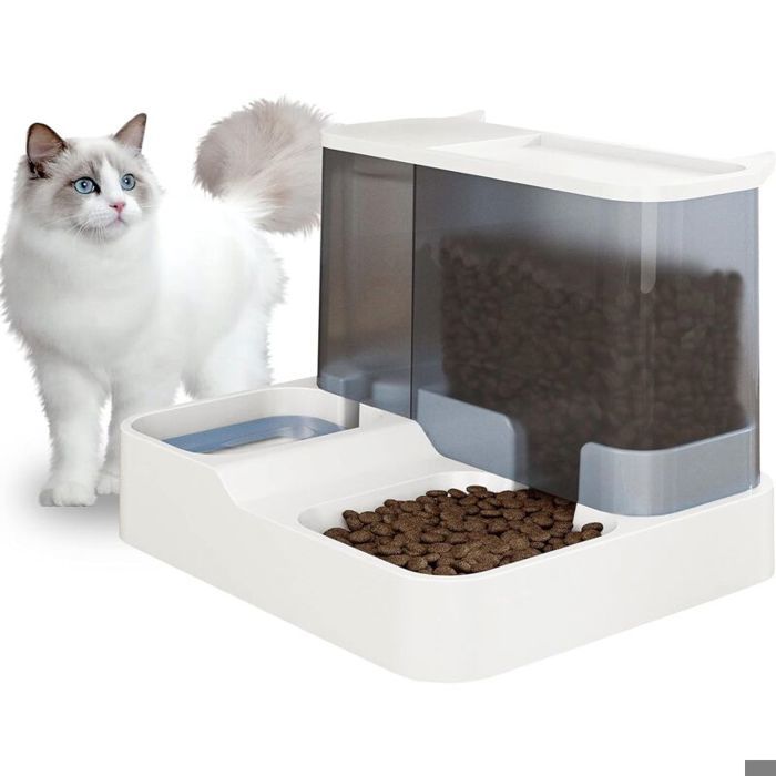 Distributeur automatique nourriture et eau - Capacité totale 3.8 litres Alimentation par gravité constante - Chats et petits chiens