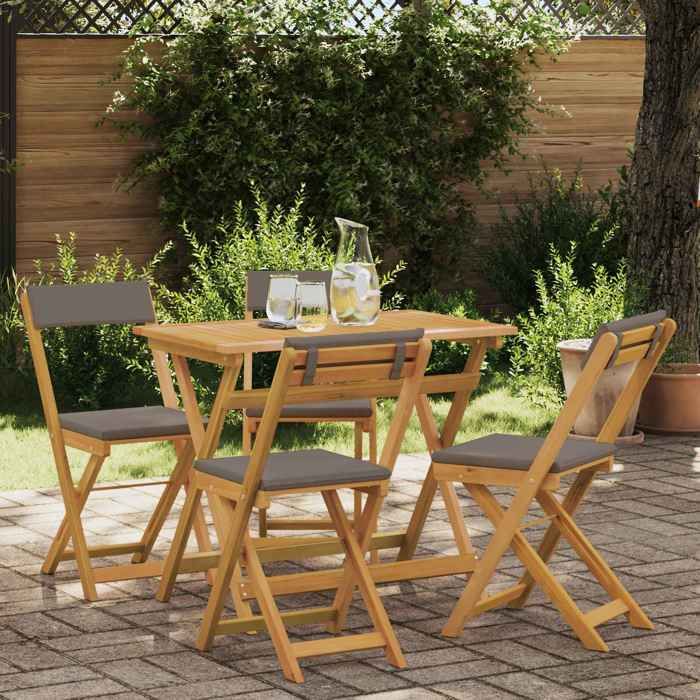 Chaises de Bistrot dextérieur 4 Pc Gris Foncé 40 x 53 x 80 cm en Tissu : 100 % polyester 180gsm/m2 pour Bistro et Balcon 56105