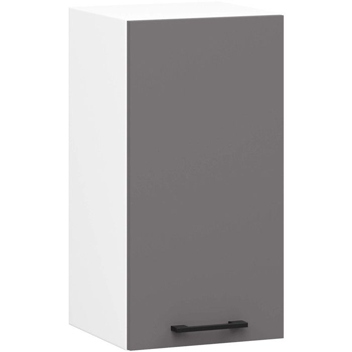 Armoires de cuisine haut AKORD W30 OLIWIA Blanc 30 cm 1 porte façade Gris Graphite 2 étagères 30x30x58 cm
