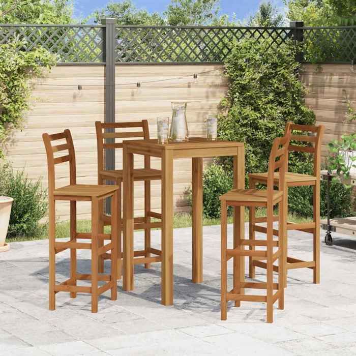Brun Tabourets de bar lot de 4 bois dacacia solide - Siège de balcon LV61661