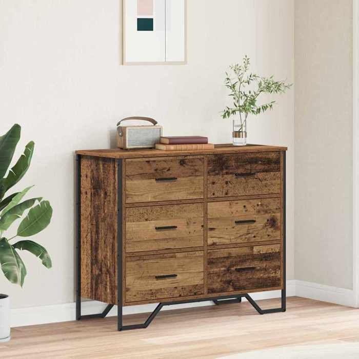 Marron Commode avec tiroir 2 pcs Bois ancien 91x35 5x74 5 cm - Meuble Rangement LV30112