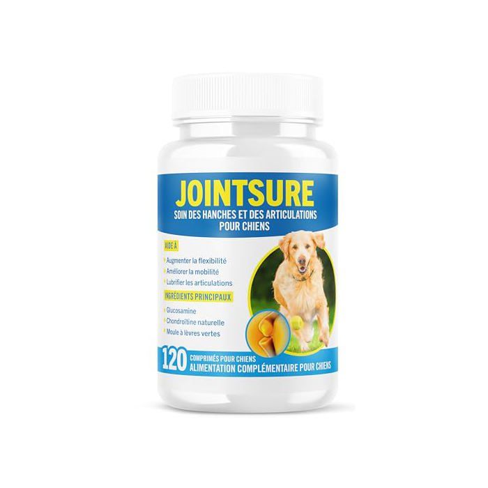 Complément alimentaire chien - JOINTSURE - Senior 120 comprimés - Glucosamine & moule verte - Soutien articulaire - 130 g Complément alimentaire chien - JOINTSURE - Senior 120 comprimés - Glucosamine & moule verte - Soutien articulaire - 130 g