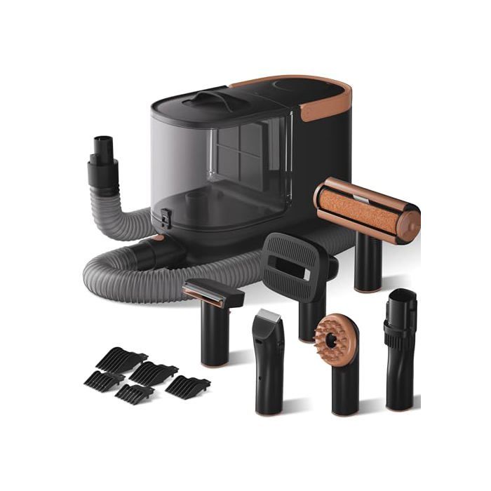 Tondeuse pour chien avec aspirateur à poils danimaux 323 x 168 x 264 mm 6 outils de toilettage pour animaux boîte à poussière
