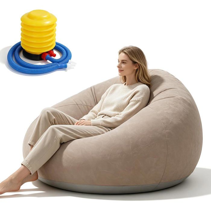 Pouf Gonflable canapé et Fauteuil gonflables 105 x 105 x 60 cm Fauteuil Gonflable et Divan avec Surface floquée pour Salon