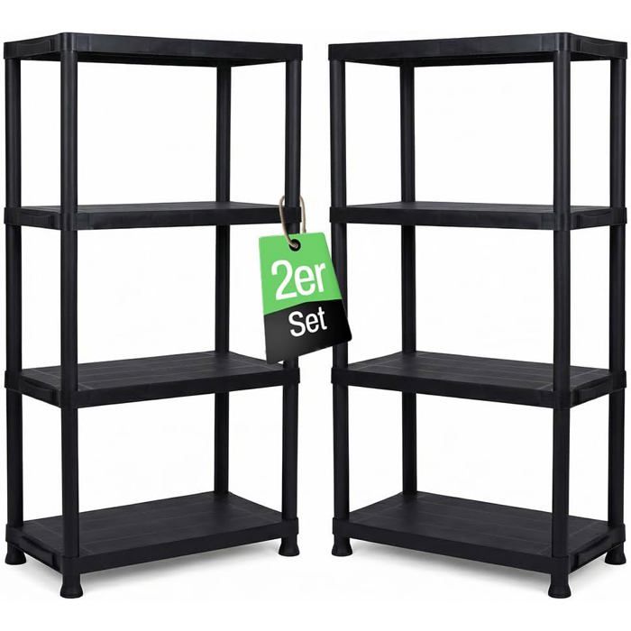 Lot de 2 étagères pour charges lourdes 4 niveaux Anthracite 135x60x30 cm Résistantes aux intempéries