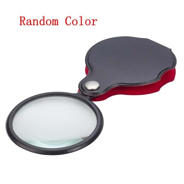 Loupe De Poche 10x Qirc - Lentille Verre 80mm, Manche Bois - Pour Lecture, Bijouterie, Bricolage - Rouge Rétro