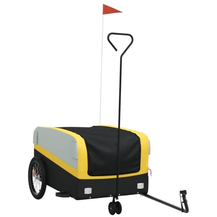 Remorque de vélo noir et jaune 45 kg fer-AKO7592067326573