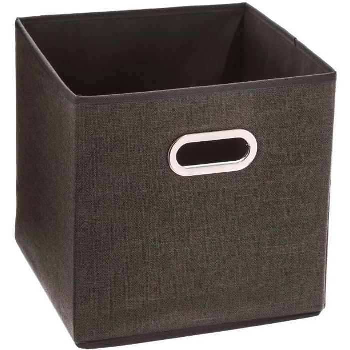 Boîte de rangement/tiroir pour meuble en tissu - 31 x 31 cm - Marron chiné  - Poignée métal - Cdiscount Maison