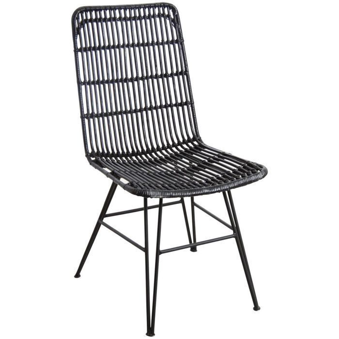 Chaise en rotin et métal Maïa Noir Chaise en rotin et métal Maïa Noir