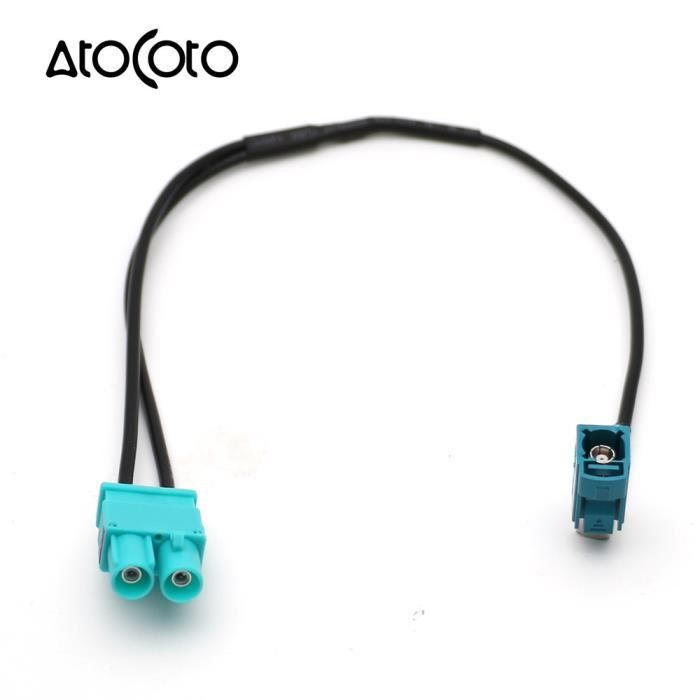 Connecteur Câble FAKRA Femelle Vert Vers Double FAKRA Mâle – 20 Cm, Pour Antenne Auto, Câblage Voiture