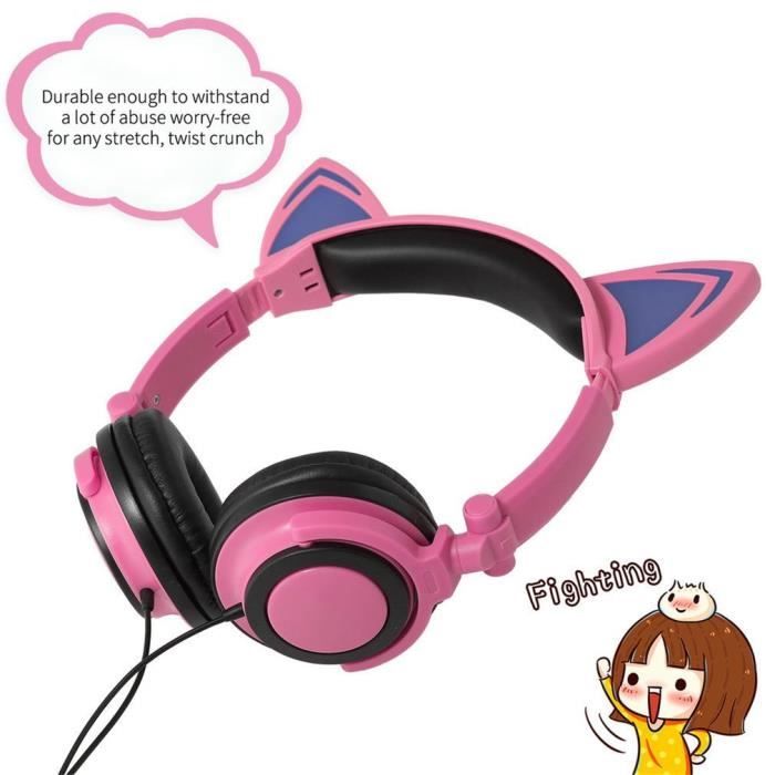 Casque D Oreille De Chat Cartoon Pour Enfants Brillant Pliant Ecouteurs De Musique Rose Casque Ecouteurs Avis Et Prix Pas Cher Cdiscount
