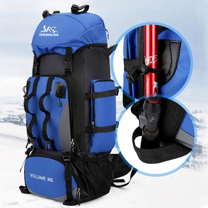 Etanche Sac dos de randonn e Sac de trekking Grande capacit Sacs de sport en plein air pour hommes en Bleu