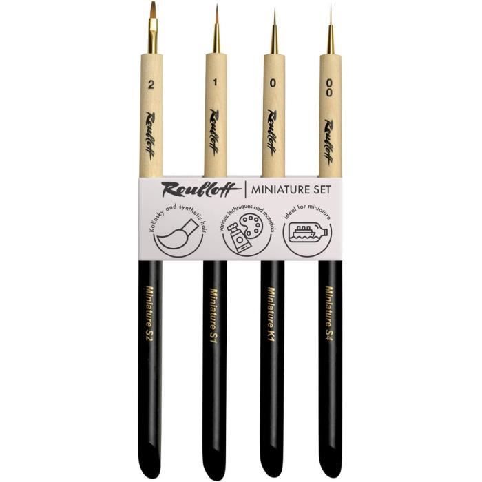 Lot De 4 Pinceaux Aquarelle Professionnels – Poils Écureuil & Nylon, Tailles 0 2 4 6 – Pointe Fine & Grande Absorption