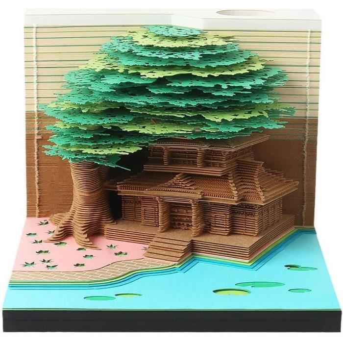 Calendrier de bureau 2024 en 3D - Art romantique - Maison d'arbre