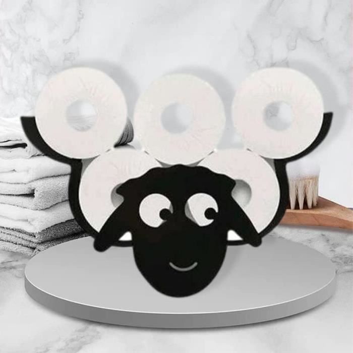 Porte-rouleau Toilette Mouton 3D - Lot De 3 - Déco Salle De Bain Fun - Noir - Stable Et Empilable - Idée Cadeau Originale