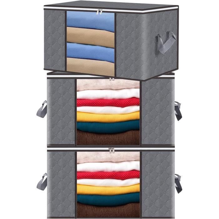 Wzzjkit Grands Sacs De Rangement Pour Vêtements 90L, Sacs De Rangement Pliables Avec Fermetures Éclair, Sacs De Rangement Pour Vêtements