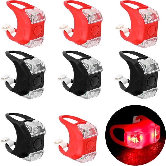 4 Lampes LED Silicone Pour Vélo/Poussette - 3 Modes - Autocollants Réfléchissants