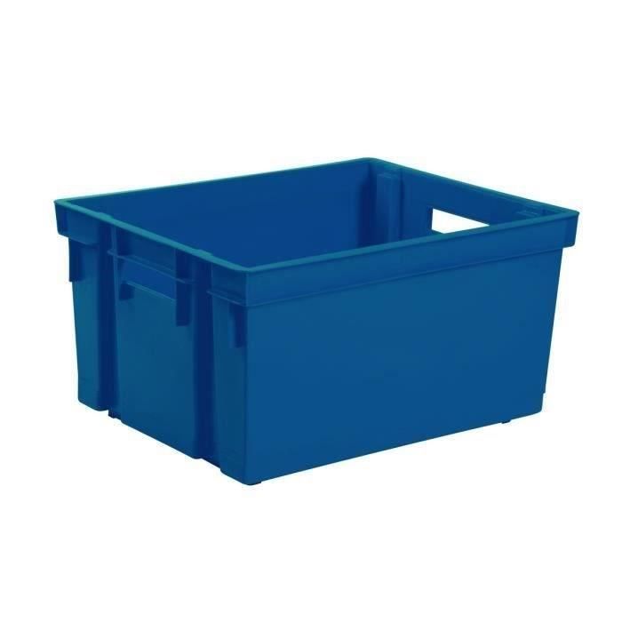 EDA Bac de rangement Manutention avec 2 poignées - 50 L - Bleu