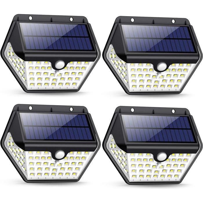 Spot Solaire Extérieur Avec Détecteur De Mouvement - 113 LED, 4 Modes, Télécommande - IP65 étanche - Câble De 5 M - Pour Jardin, Allée, Terrasse