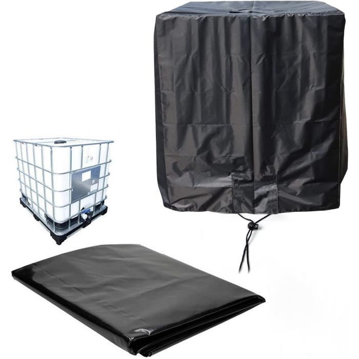 Bâche Réservoir IBC 1000L 120x100x116cm - Housse Protection Anti-UV Noire Pour Cuve Eau Extérieure