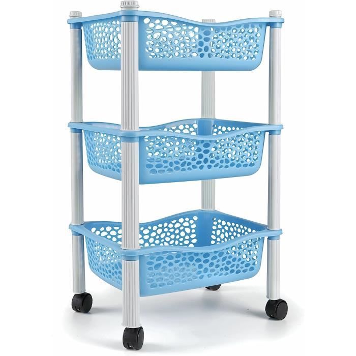 Desserte à Roulettes, Chariot à Roulettes, Étagère Cuisine, Chariot De Service à 3 Niveaux, Avec
