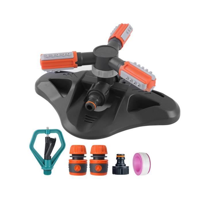 Lot De 3 Arroseurs De Jardin 360° Automatiques – Rotatifs Avec Raccords 1/2" Pour Pelouse, Fleurs, Légumes