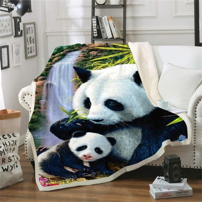 Couverture Polaire Plaid Enfant Panda Plaid Douillet et Chaude Couverture  de Canapé Dessin Animé Animaux Bambou Moelleuse Peluche Flanelle Douce pour
