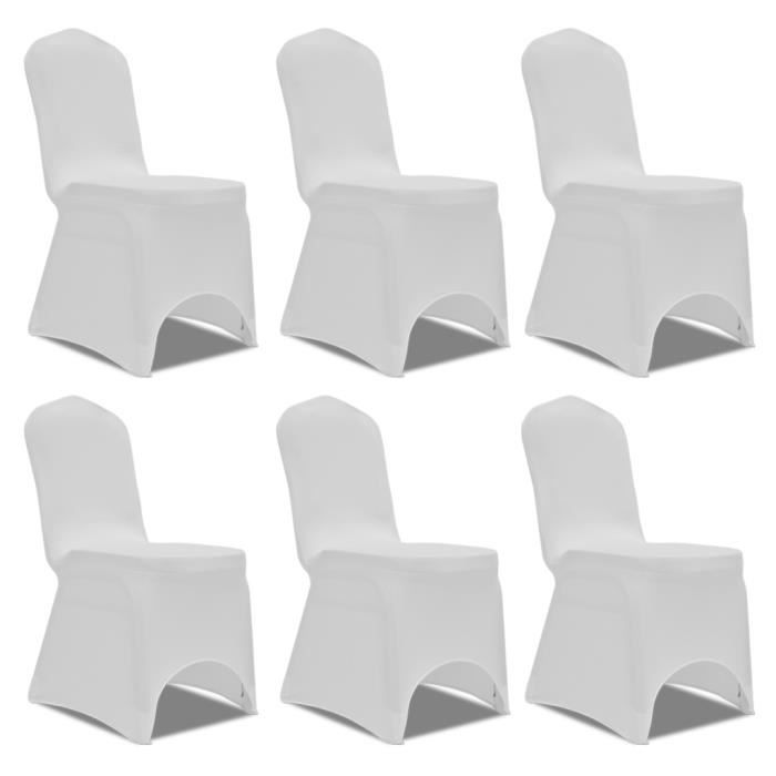 Housse blanche extensible pour chaise 6 pièces  Cdiscount Maison