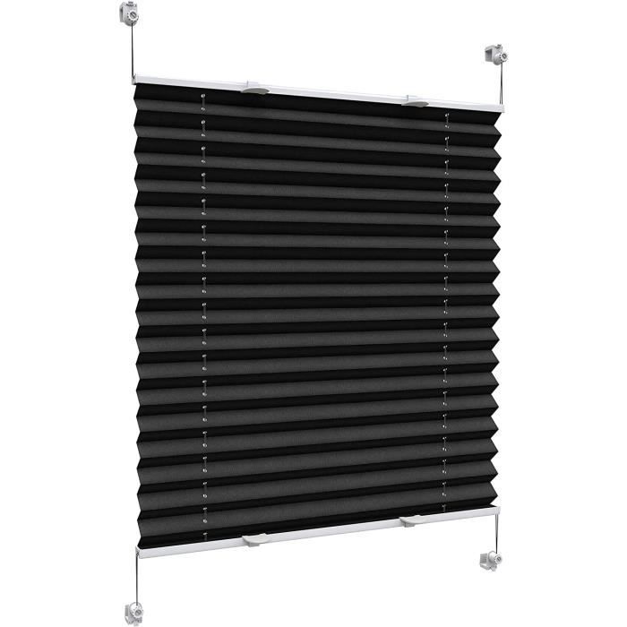 Store Plissé Occultant Sans Perçage 105 X 30 Cm Montage Simple Et Rapide Store Plissé à Fixer Montage Adhésif Pour Fenêtre Et Porte, Gris Foncé